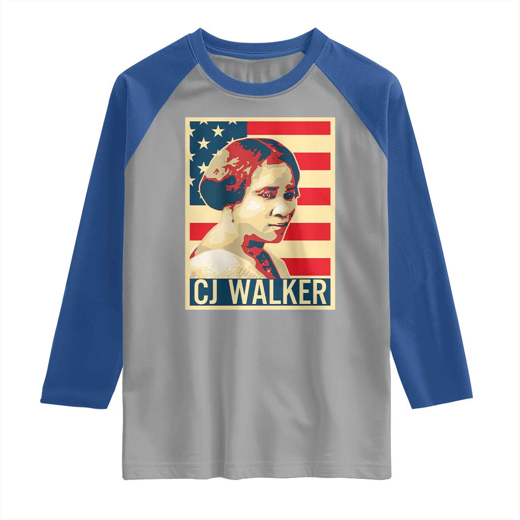 Madam CJ Walker Patriotic Raglan Shirt Black History Month Gift - Wonder Print Shop