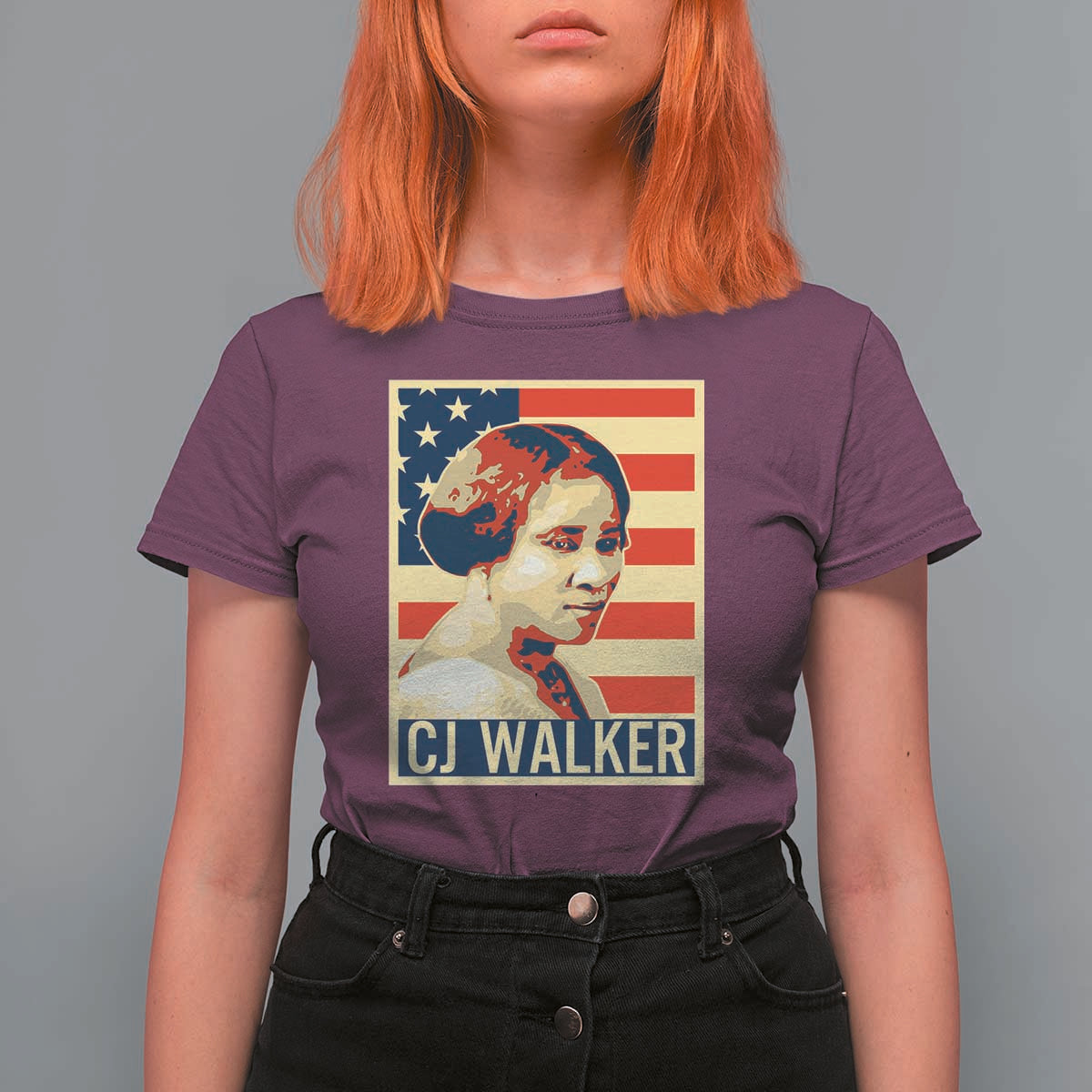 Madam CJ Walker Patriotic T Shirt For Women Black History Month Gift - Wonder Print Shop