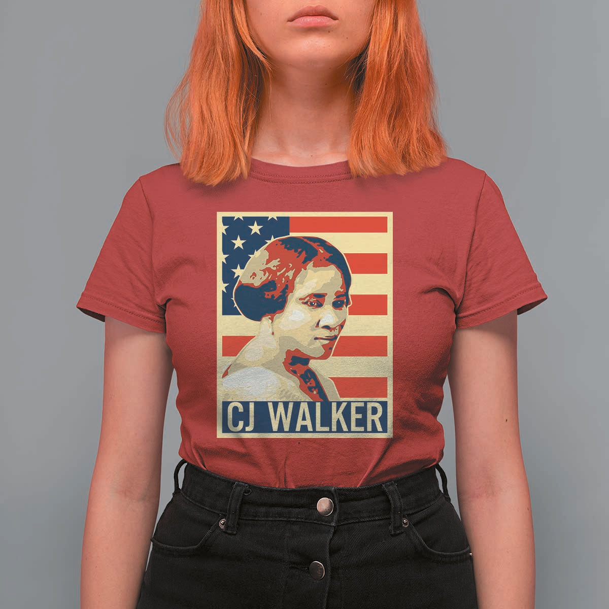 Madam CJ Walker Patriotic T Shirt For Women Black History Month Gift - Wonder Print Shop