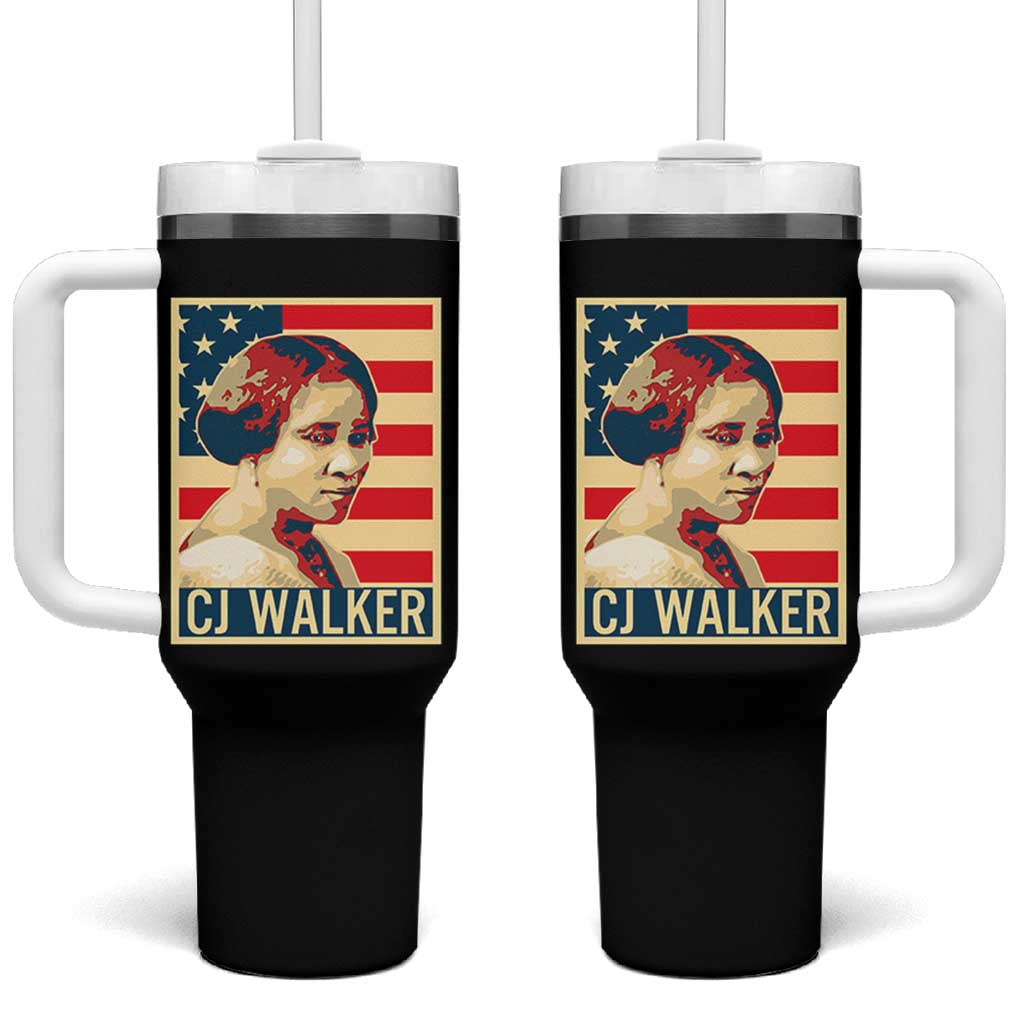 Madam CJ Walker Patriotic Tumbler With Handle Black History Month Gift - Wonder Print Shop