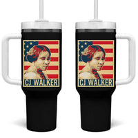 Madam CJ Walker Patriotic Tumbler With Handle Black History Month Gift - Wonder Print Shop