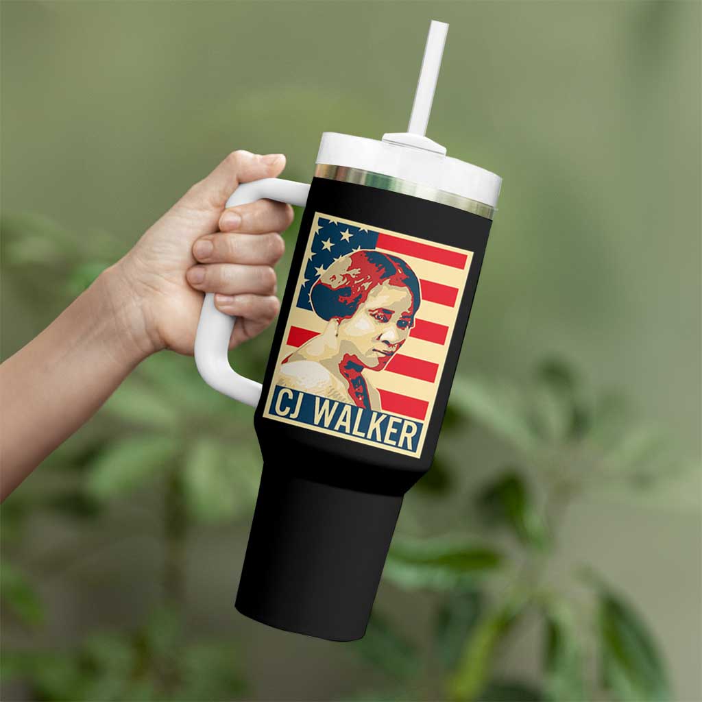 Madam CJ Walker Patriotic Tumbler With Handle Black History Month Gift - Wonder Print Shop