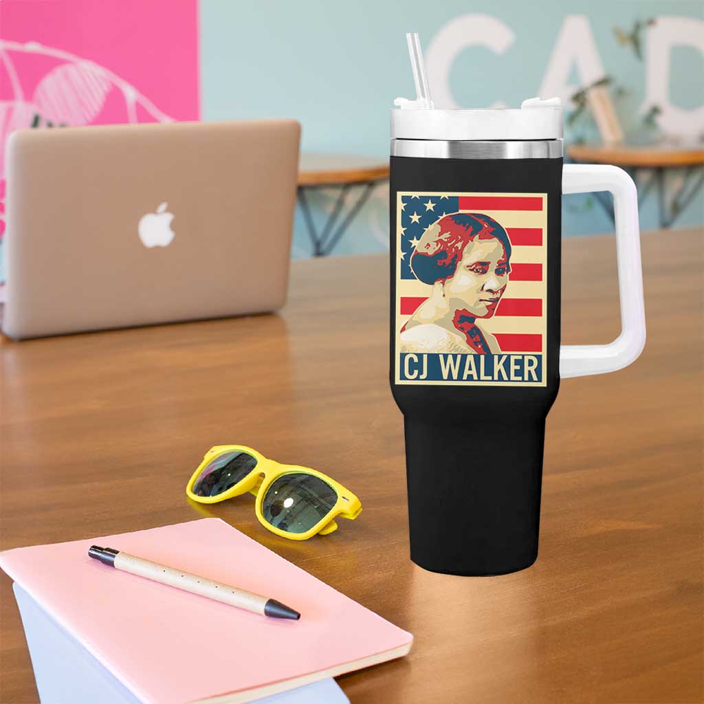 Madam CJ Walker Patriotic Tumbler With Handle Black History Month Gift - Wonder Print Shop