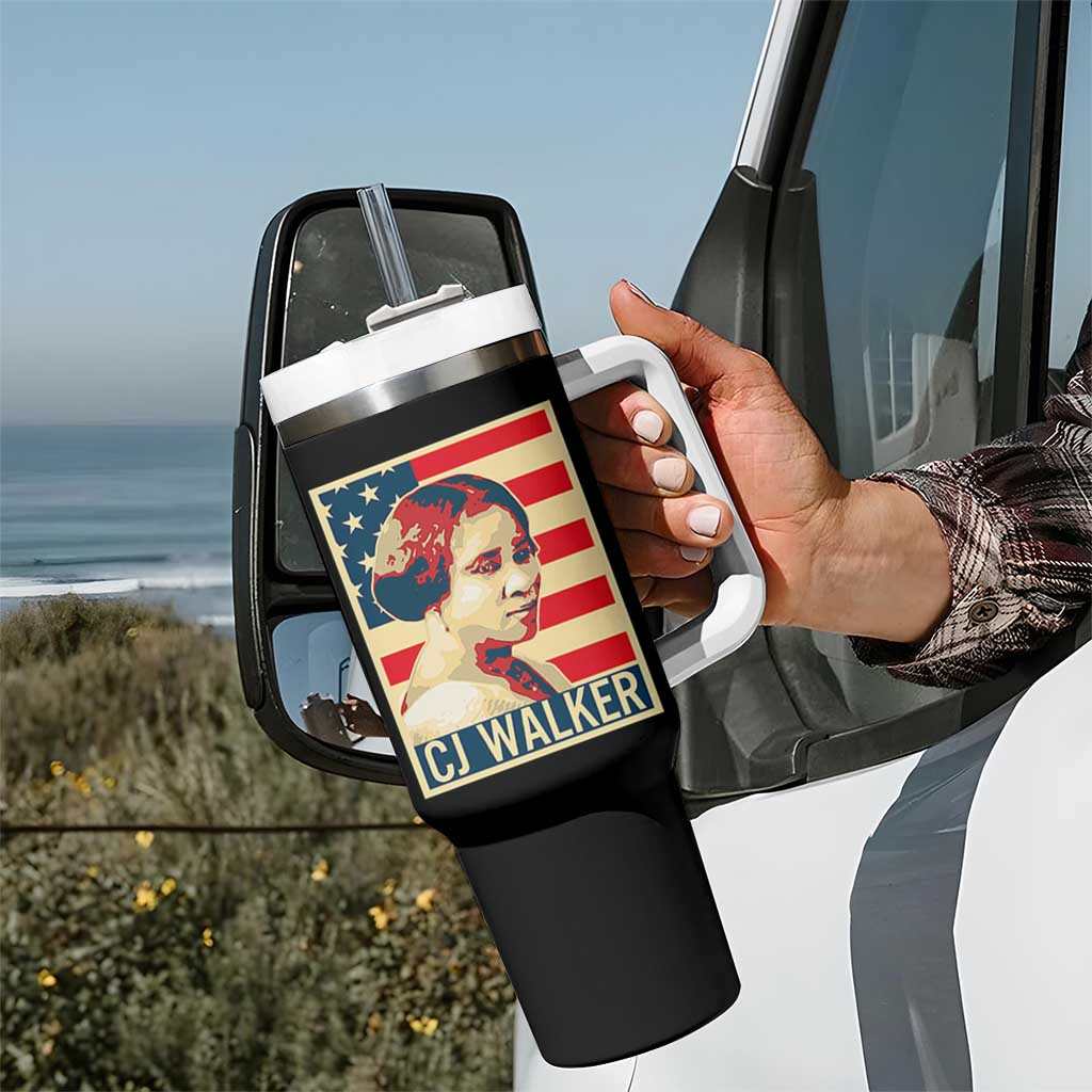 Madam CJ Walker Patriotic Tumbler With Handle Black History Month Gift - Wonder Print Shop