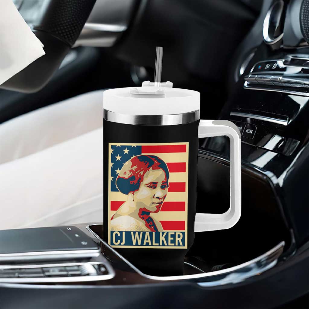 Madam CJ Walker Patriotic Tumbler With Handle Black History Month Gift - Wonder Print Shop