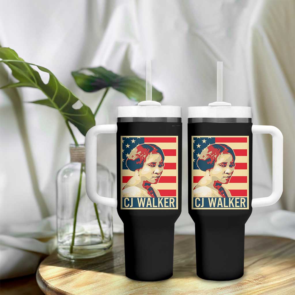 Madam CJ Walker Patriotic Tumbler With Handle Black History Month Gift - Wonder Print Shop