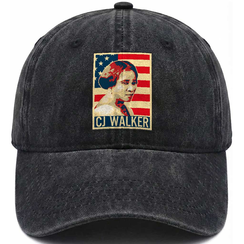 Madam CJ Walker Patriotic Washed Cotton Baseball Cap Black History Month Gift