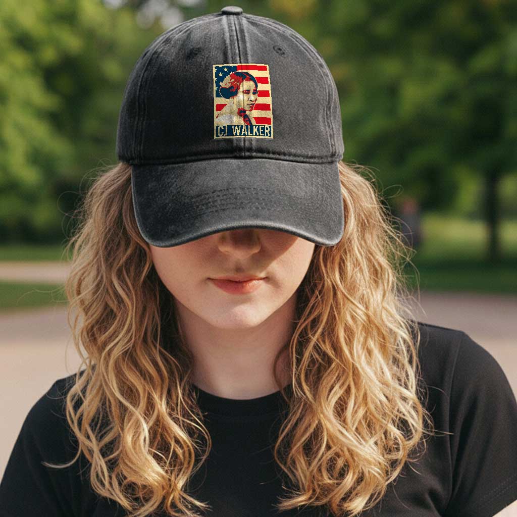 Madam CJ Walker Patriotic Washed Cotton Baseball Cap Black History Month Gift