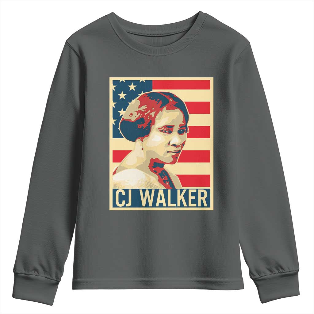 Madam CJ Walker Patriotic Youth Sweatshirt Black History Month Gift - Wonder Print Shop