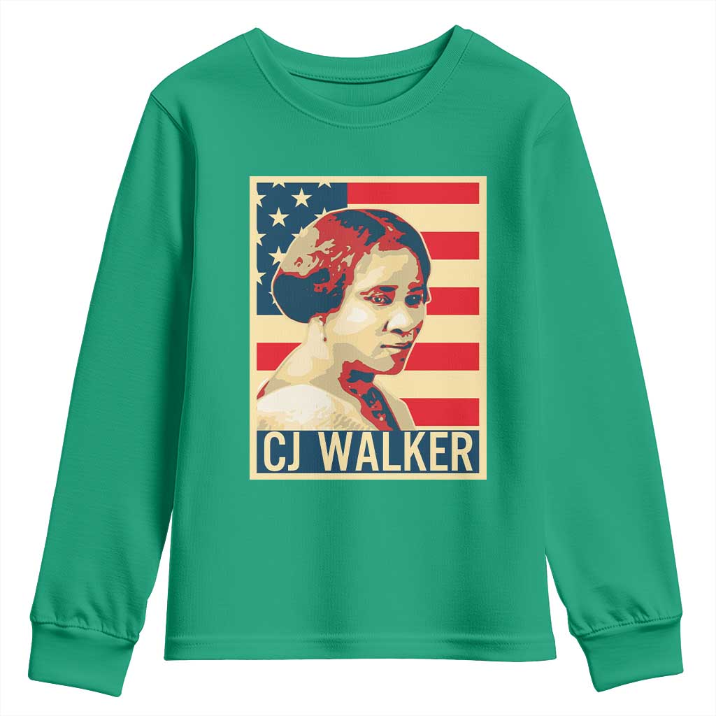 Madam CJ Walker Patriotic Youth Sweatshirt Black History Month Gift - Wonder Print Shop