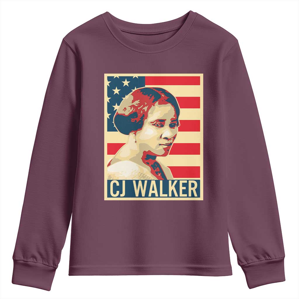 Madam CJ Walker Patriotic Youth Sweatshirt Black History Month Gift - Wonder Print Shop