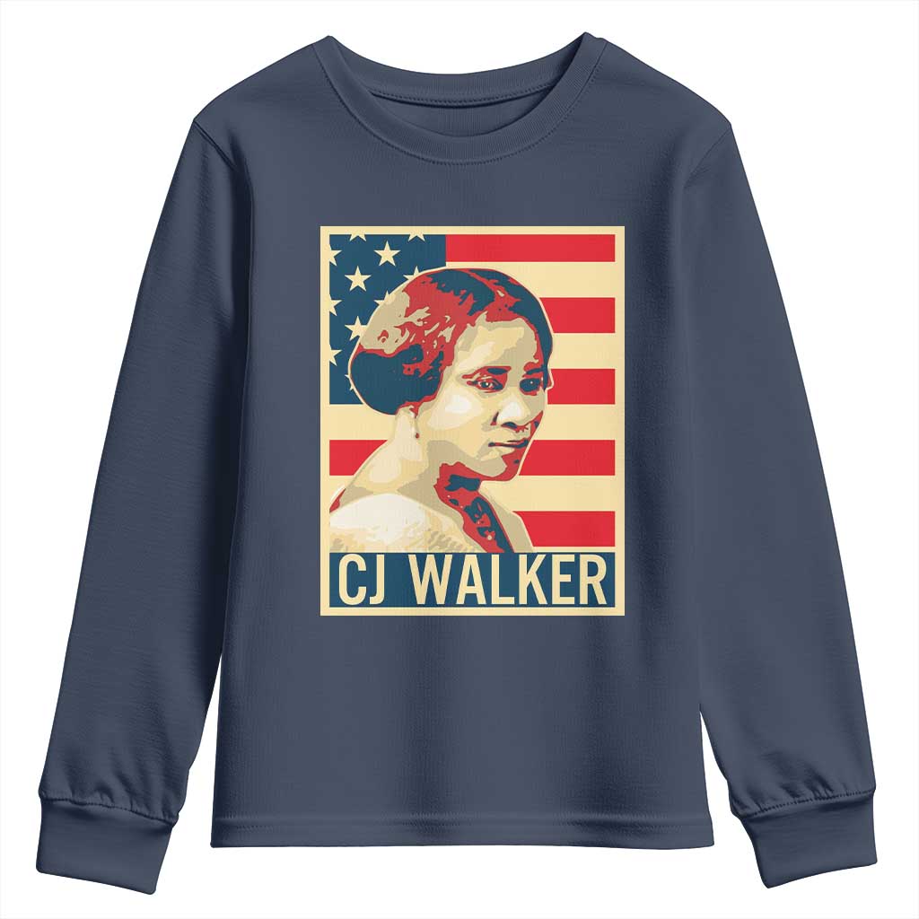 Madam CJ Walker Patriotic Youth Sweatshirt Black History Month Gift - Wonder Print Shop