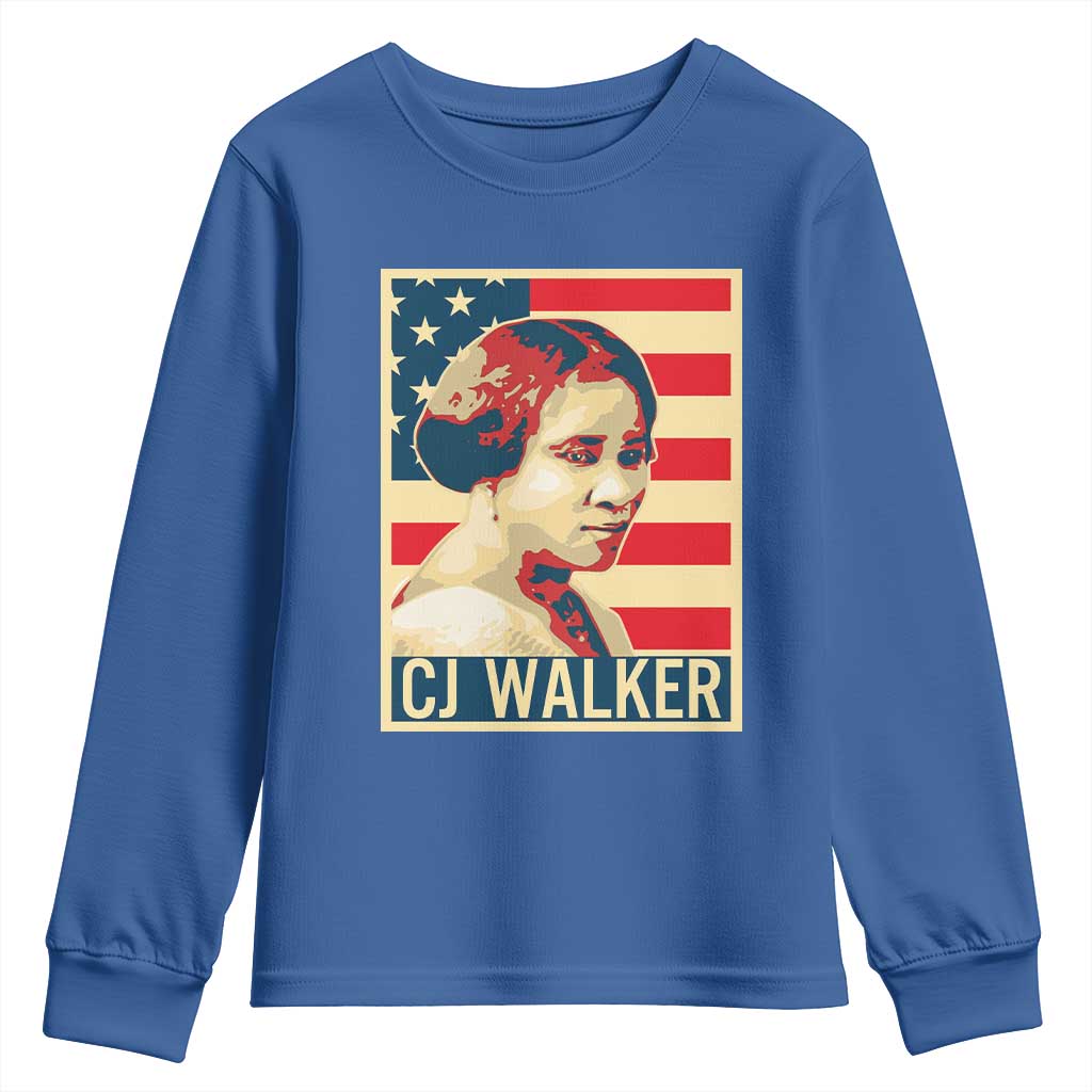Madam CJ Walker Patriotic Youth Sweatshirt Black History Month Gift - Wonder Print Shop