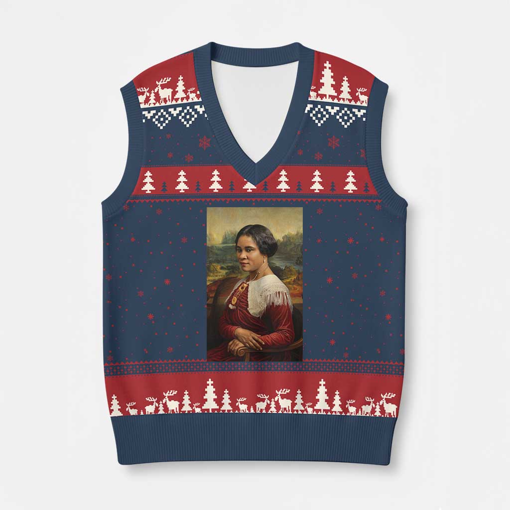 Madam CJ Walker Mona Lisa V-Neck Knit Sweater Vest Black History Month Gift - Wonder Print Shop