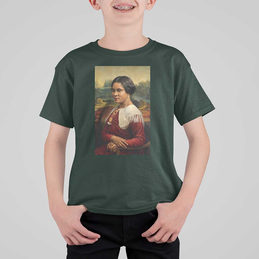 Madam CJ Walker Mona Lisa T Shirt For Kid Black History Month Gift - Wonder Print Shop