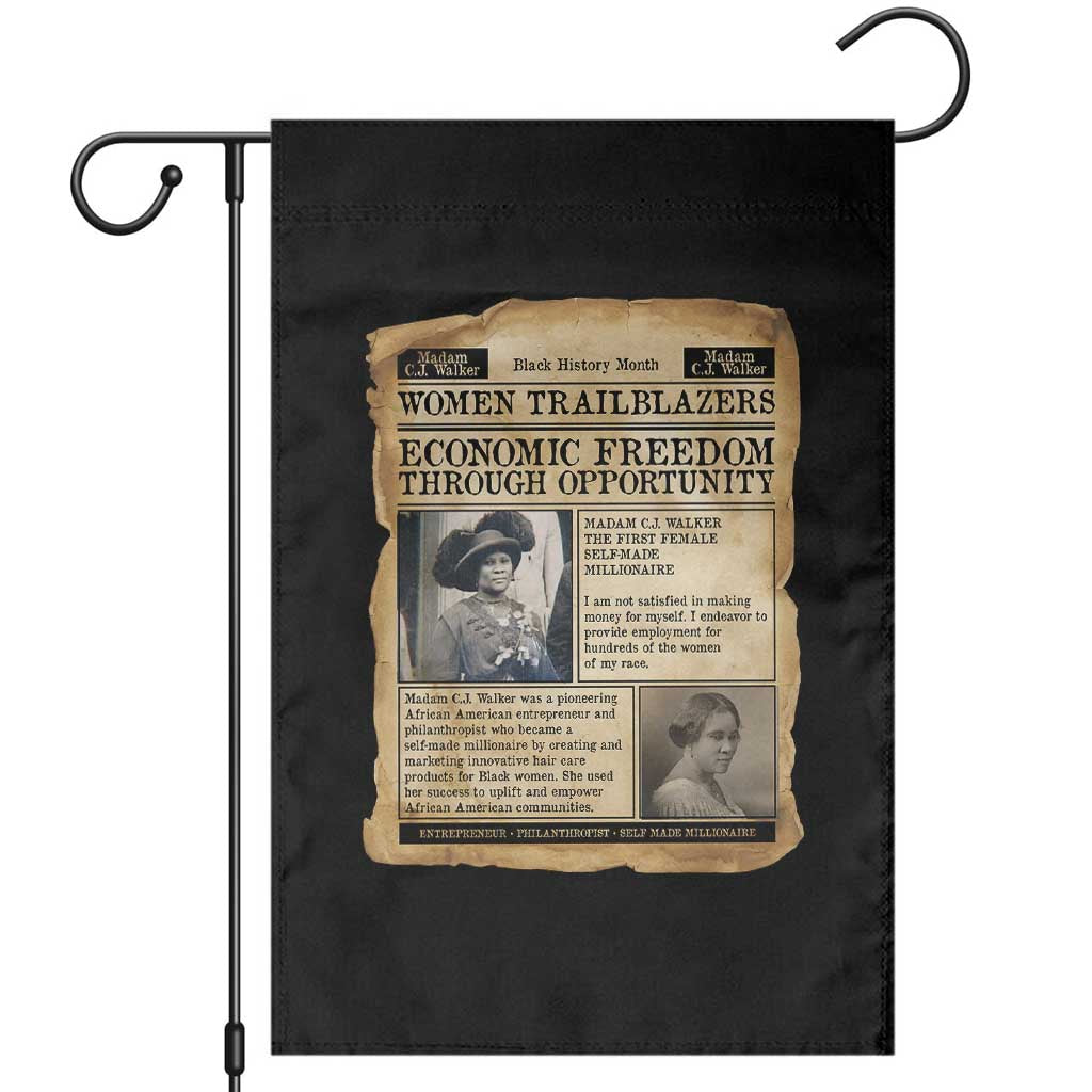 Madam CJ Walker Vintage Newspaper Style Garden Flag Economic Freedom Through Opportunity - Wonder Print Shop