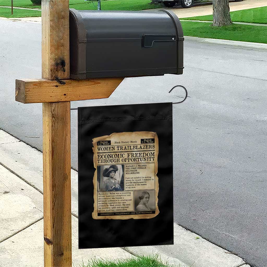 Madam CJ Walker Vintage Newspaper Style Garden Flag Economic Freedom Through Opportunity - Wonder Print Shop