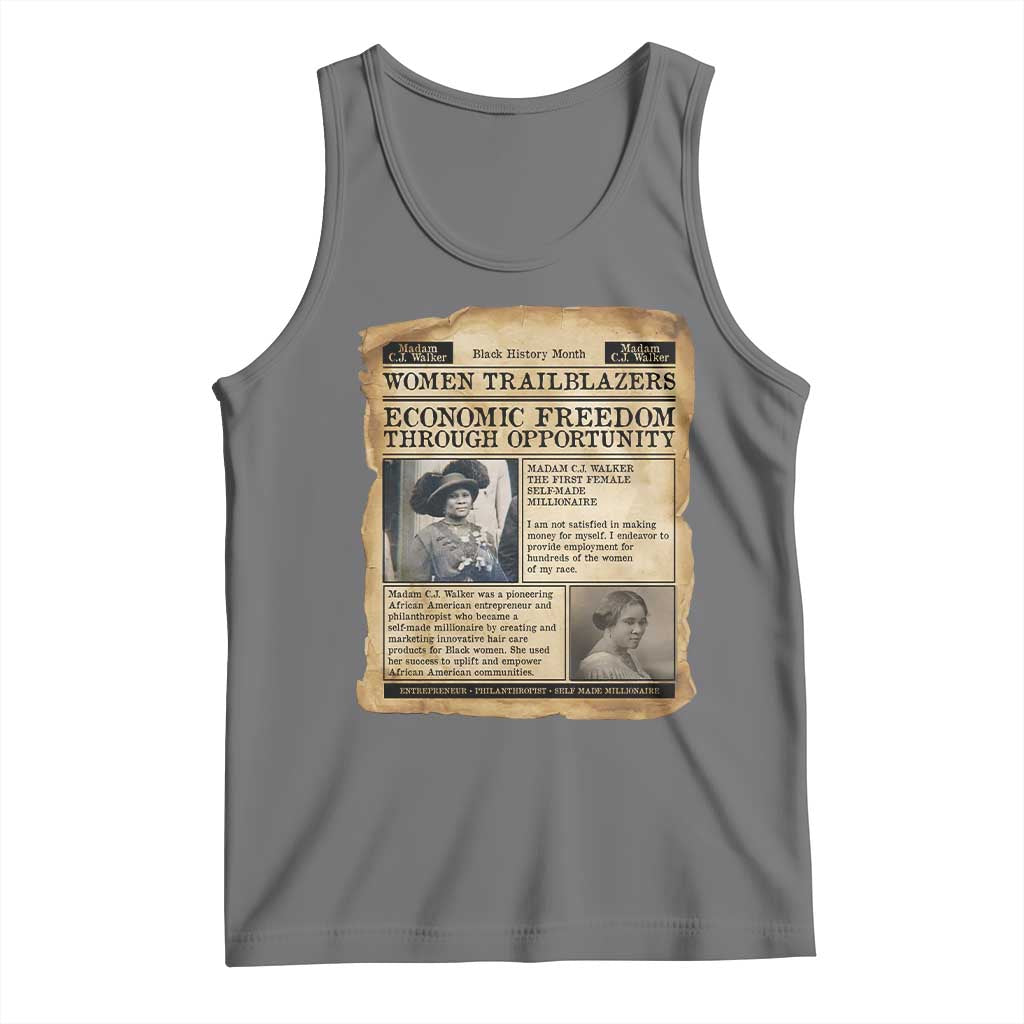 Madam CJ Walker Vintage Newspaper Style Tank Top Economic Freedom Through Opportunity - Wonder Print Shop
