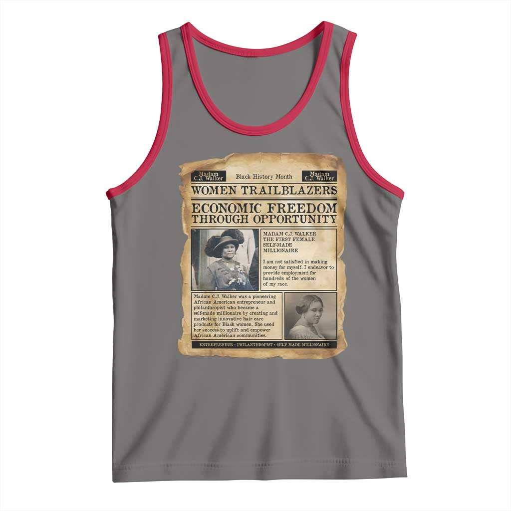 Madam CJ Walker Vintage Newspaper Style Tank Top Economic Freedom Through Opportunity - Wonder Print Shop