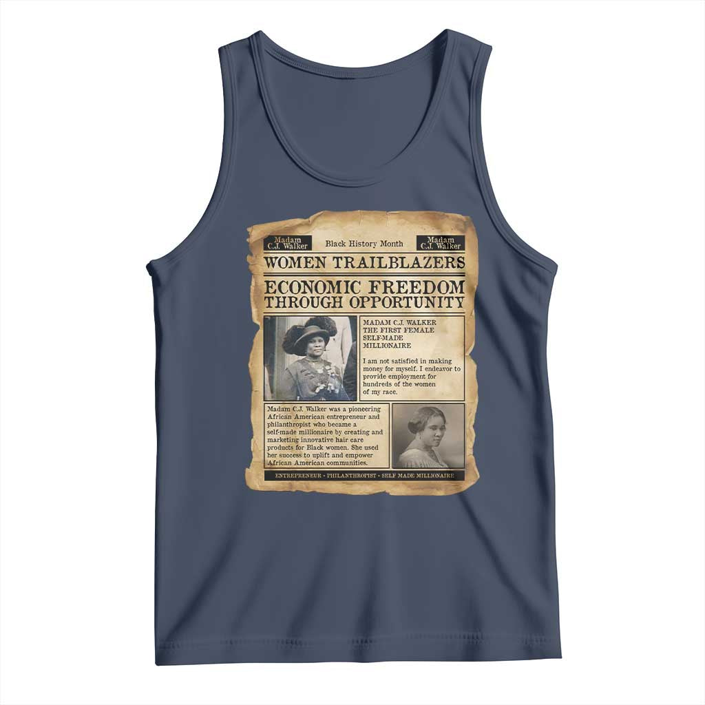 Madam CJ Walker Vintage Newspaper Style Tank Top Economic Freedom Through Opportunity - Wonder Print Shop