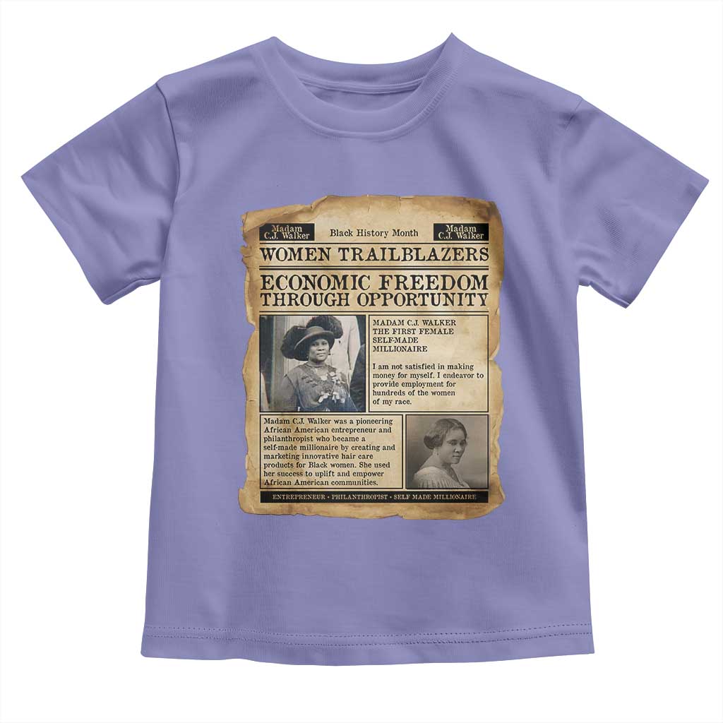 Madam CJ Walker Vintage Newspaper Style Toddler T Shirt Economic Freedom Through Opportunity - Wonder Print Shop