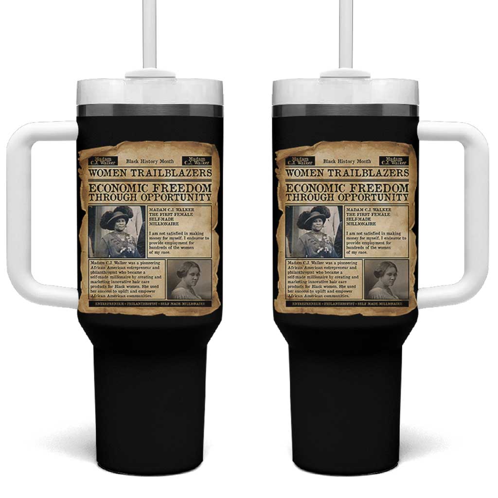 Madam CJ Walker Vintage Newspaper Style Tumbler With Handle Economic Freedom Through Opportunity - Wonder Print Shop