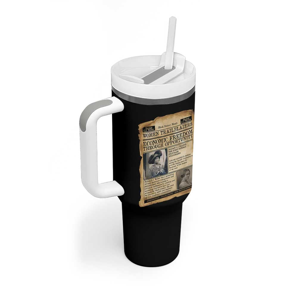 Madam CJ Walker Vintage Newspaper Style Tumbler With Handle Economic Freedom Through Opportunity - Wonder Print Shop