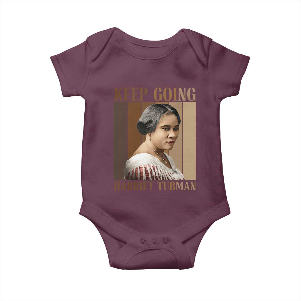 Madam CJ Walker Keep Going Retro Poster Baby Onesie Black History Month Gift - Wonder Print Shop