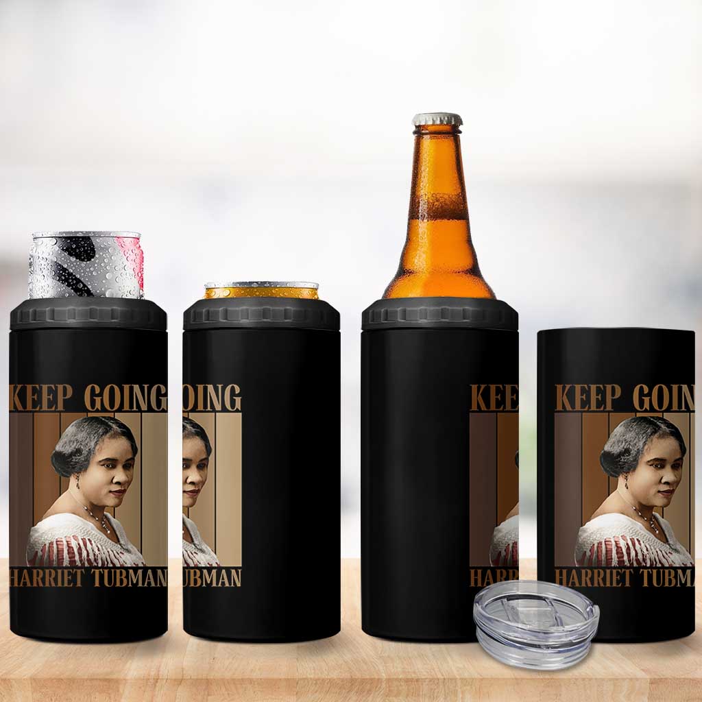 Madam CJ Walker Keep Going Retro Poster 4 in 1 Can Cooler Tumbler Black History Month Gift - Wonder Print Shop