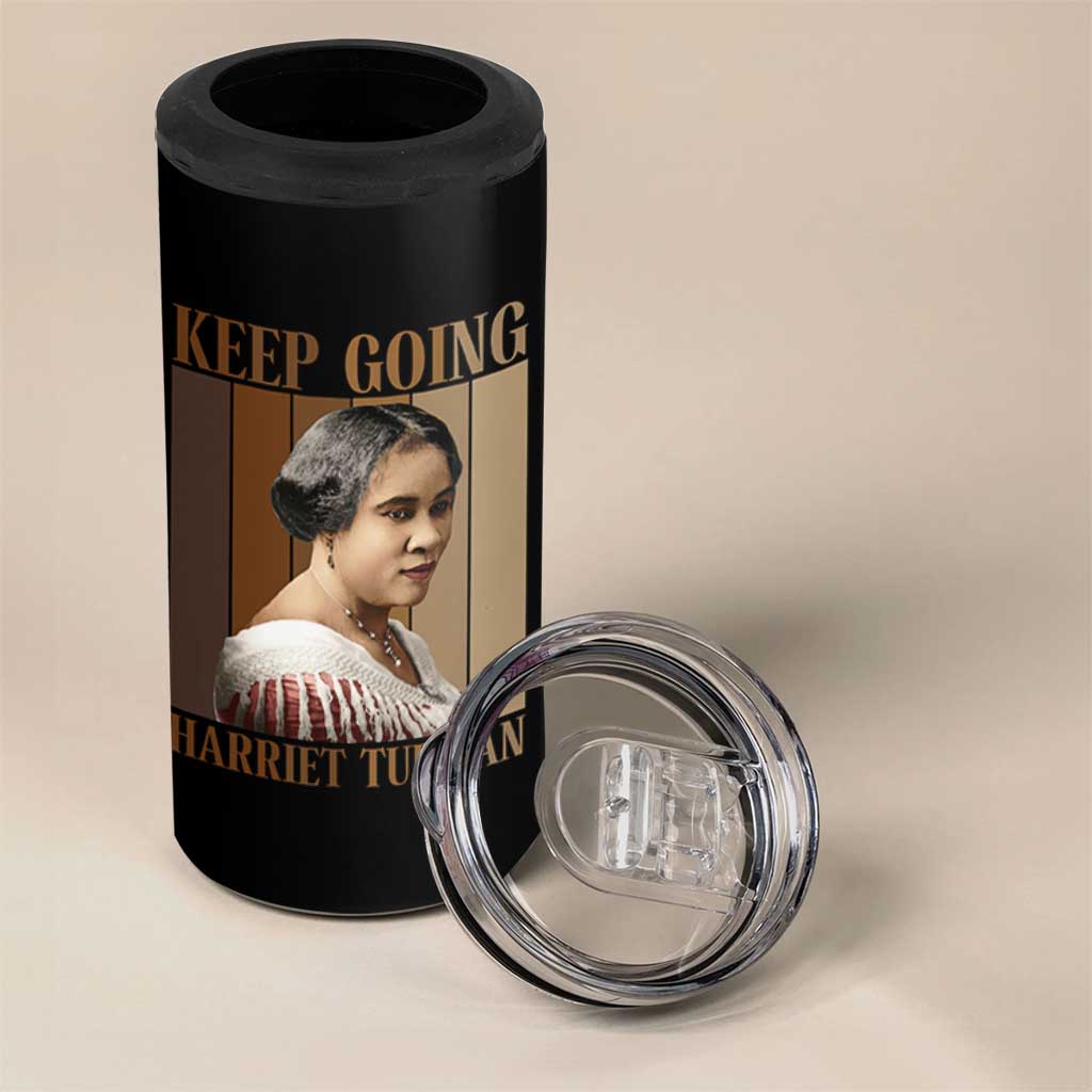 Madam CJ Walker Keep Going Retro Poster 4 in 1 Can Cooler Tumbler Black History Month Gift - Wonder Print Shop