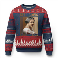 Madam CJ Walker Keep Going Retro Poster Ugly Christmas Sweater Black History Month Gift - Wonder Print Shop