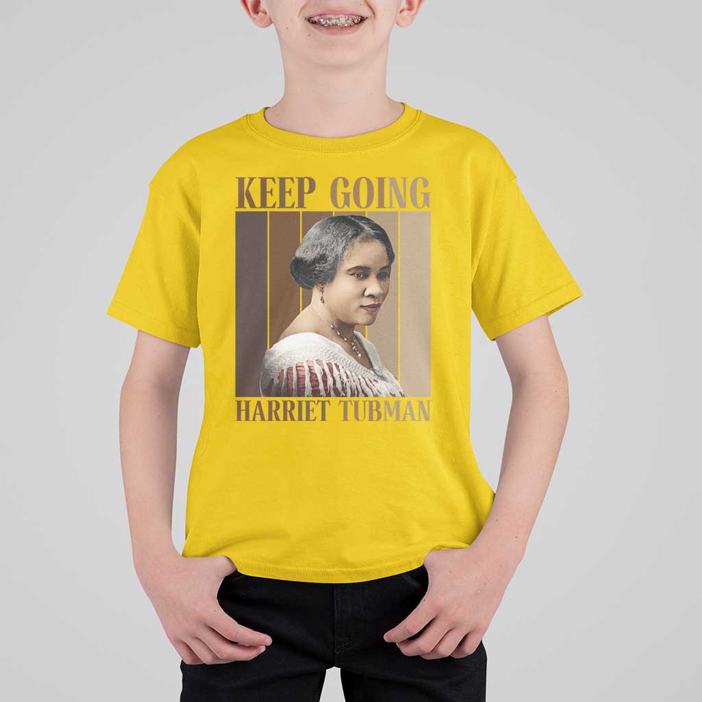 Madam CJ Walker Keep Going Retro Poster T Shirt For Kid Black History Month Gift - Wonder Print Shop