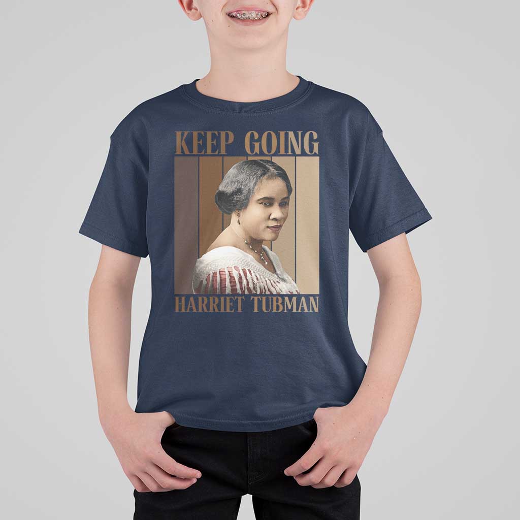 Madam CJ Walker Keep Going Retro Poster T Shirt For Kid Black History Month Gift - Wonder Print Shop