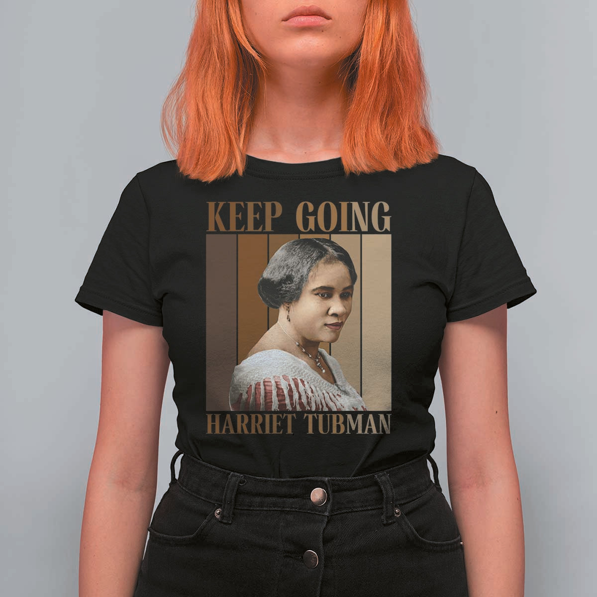 Madam CJ Walker Keep Going Retro Poster T Shirt For Women Black History Month Gift - Wonder Print Shop