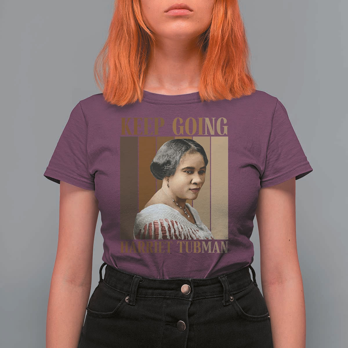 Madam CJ Walker Keep Going Retro Poster T Shirt For Women Black History Month Gift - Wonder Print Shop
