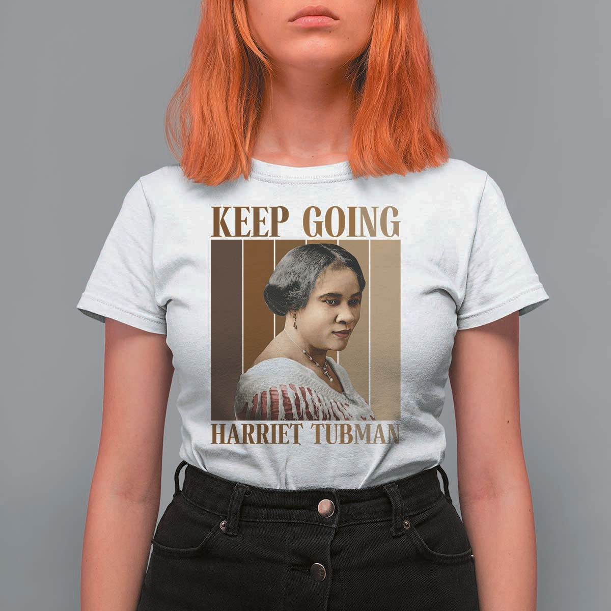 Madam CJ Walker Keep Going Retro Poster T Shirt For Women Black History Month Gift - Wonder Print Shop