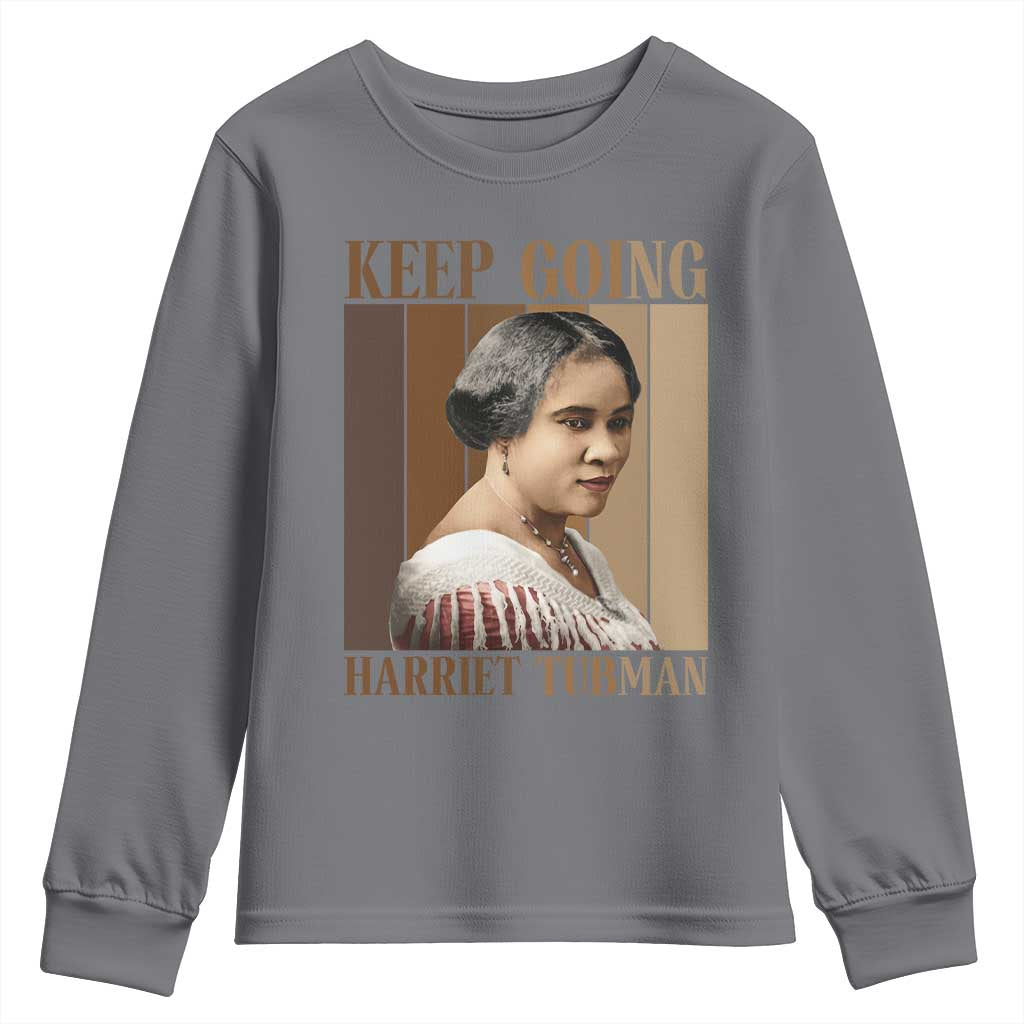 Madam CJ Walker Keep Going Retro Poster Youth Sweatshirt Black History Month Gift - Wonder Print Shop