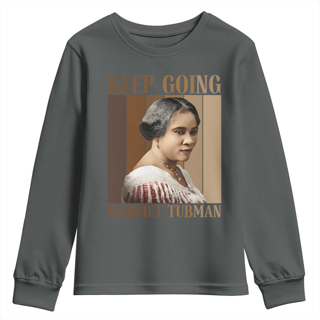 Madam CJ Walker Keep Going Retro Poster Youth Sweatshirt Black History Month Gift - Wonder Print Shop