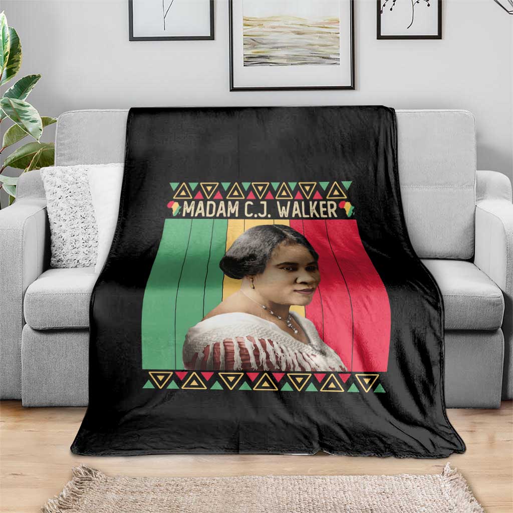 Madam CJ Walker Retro Sunset Throw Blanket Strong Black Woman Leader - Wonder Print Shop