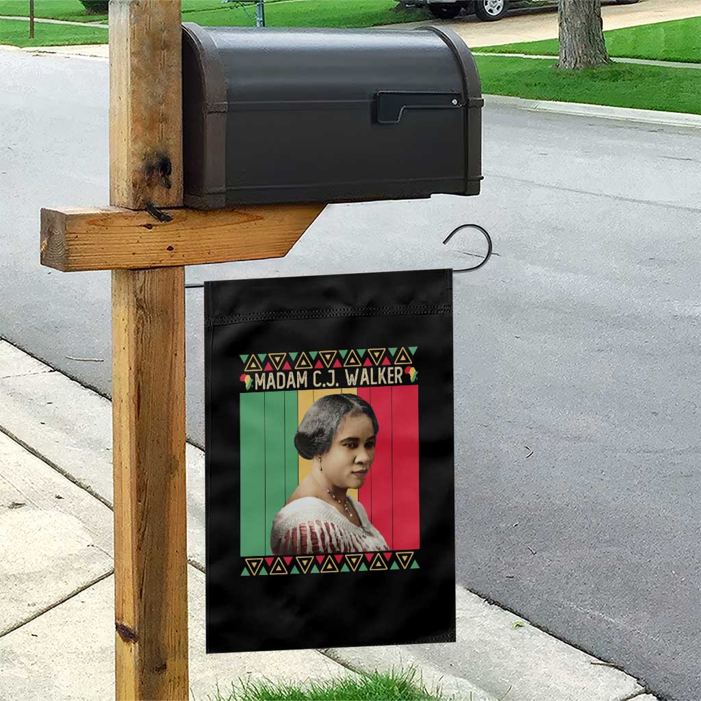 Madam CJ Walker Retro Sunset Garden Flag Strong Black Woman Leader - Wonder Print Shop