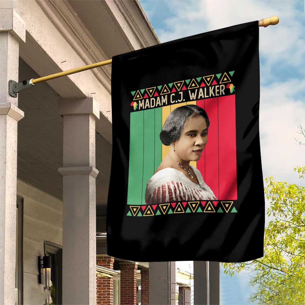 Madam CJ Walker Retro Sunset Garden Flag Strong Black Woman Leader - Wonder Print Shop