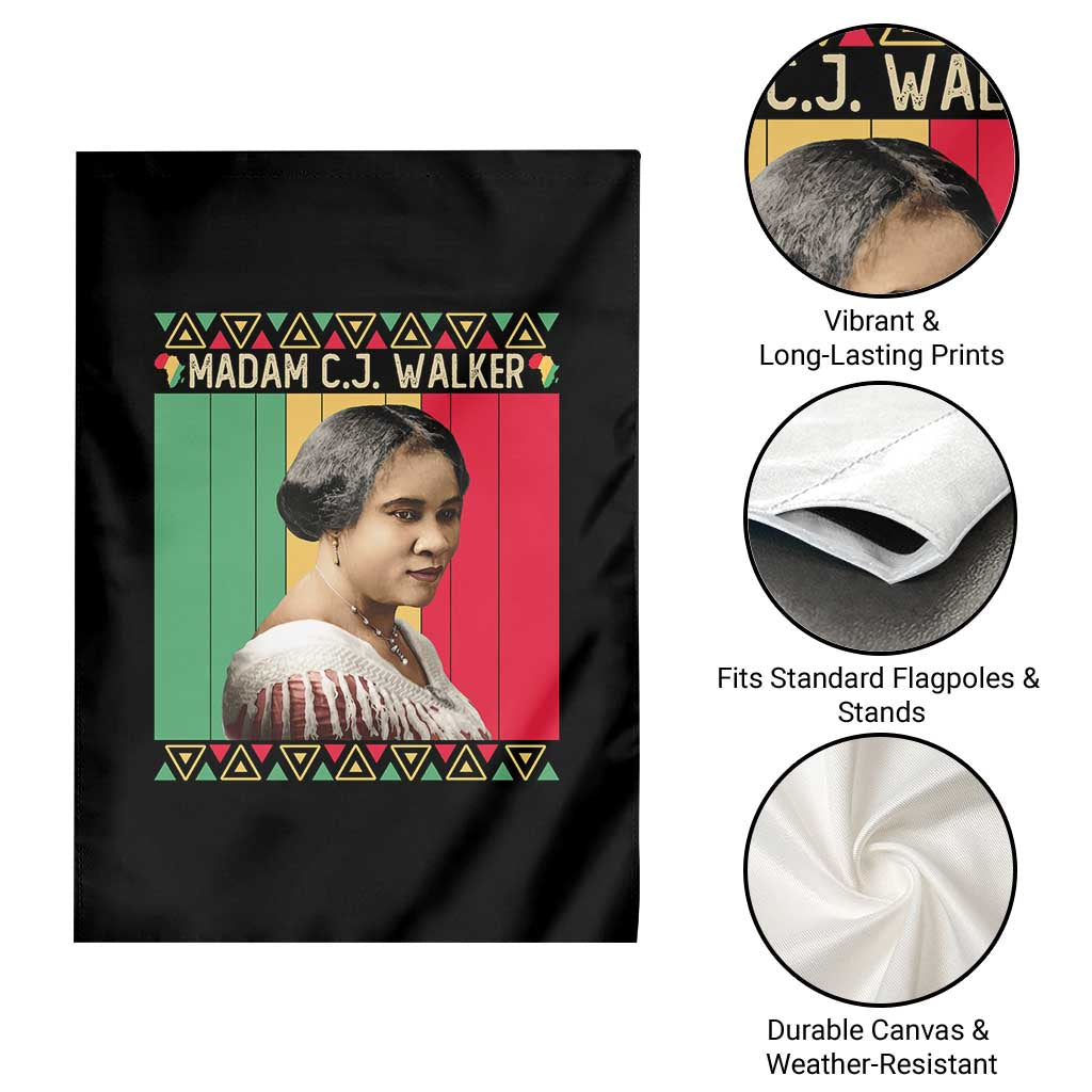 Madam CJ Walker Retro Sunset Garden Flag Strong Black Woman Leader - Wonder Print Shop