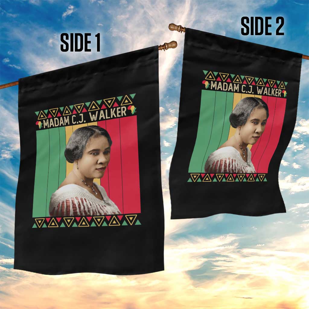 Madam CJ Walker Retro Sunset Garden Flag Strong Black Woman Leader - Wonder Print Shop