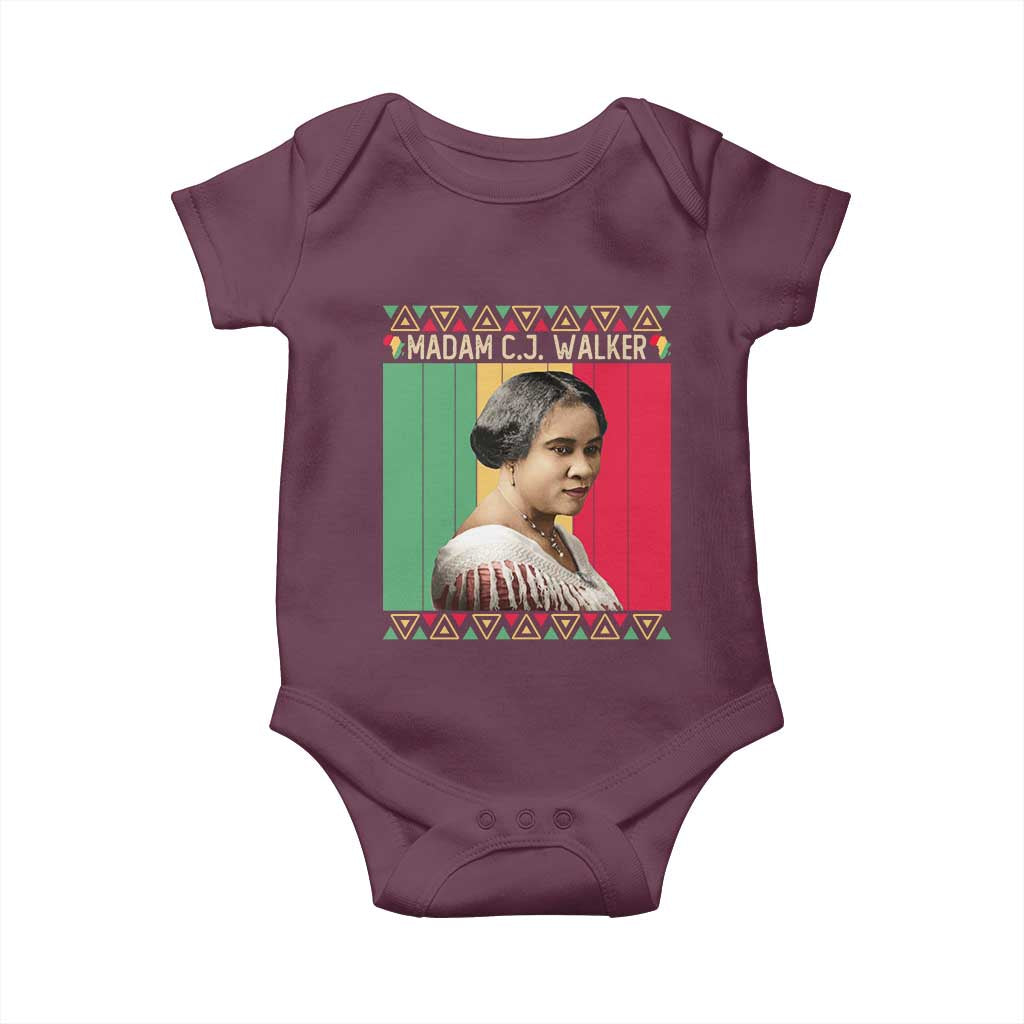 Madam CJ Walker Retro Sunset Baby Onesie Strong Black Woman Leader - Wonder Print Shop
