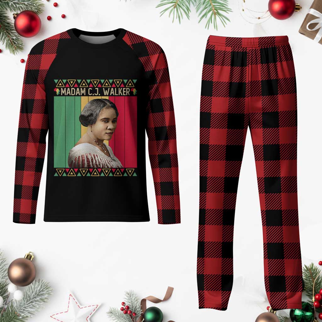 Madam CJ Walker Retro Sunset Plaid Pajama Set Strong Black Woman Leader - Wonder Print Shop