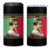 Madam CJ Walker Retro Sunset 4 in 1 Can Cooler Tumbler Strong Black Woman Leader - Wonder Print Shop