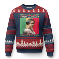 Madam CJ Walker Retro Sunset Ugly Christmas Sweater Strong Black Woman Leader - Wonder Print Shop