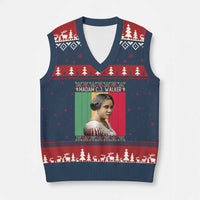 Madam CJ Walker Retro Sunset V-Neck Knit Sweater Vest Strong Black Woman Leader - Wonder Print Shop