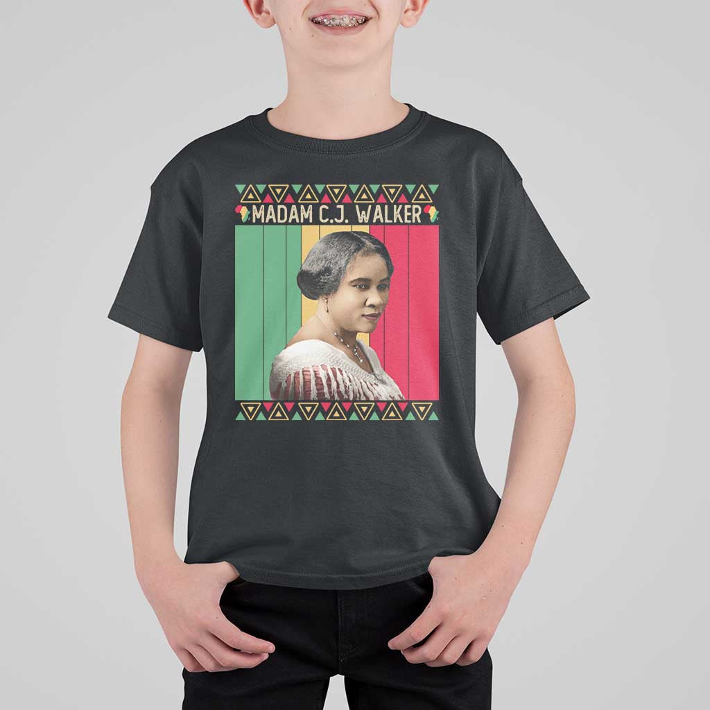 Madam CJ Walker Retro Sunset T Shirt For Kid Strong Black Woman Leader - Wonder Print Shop
