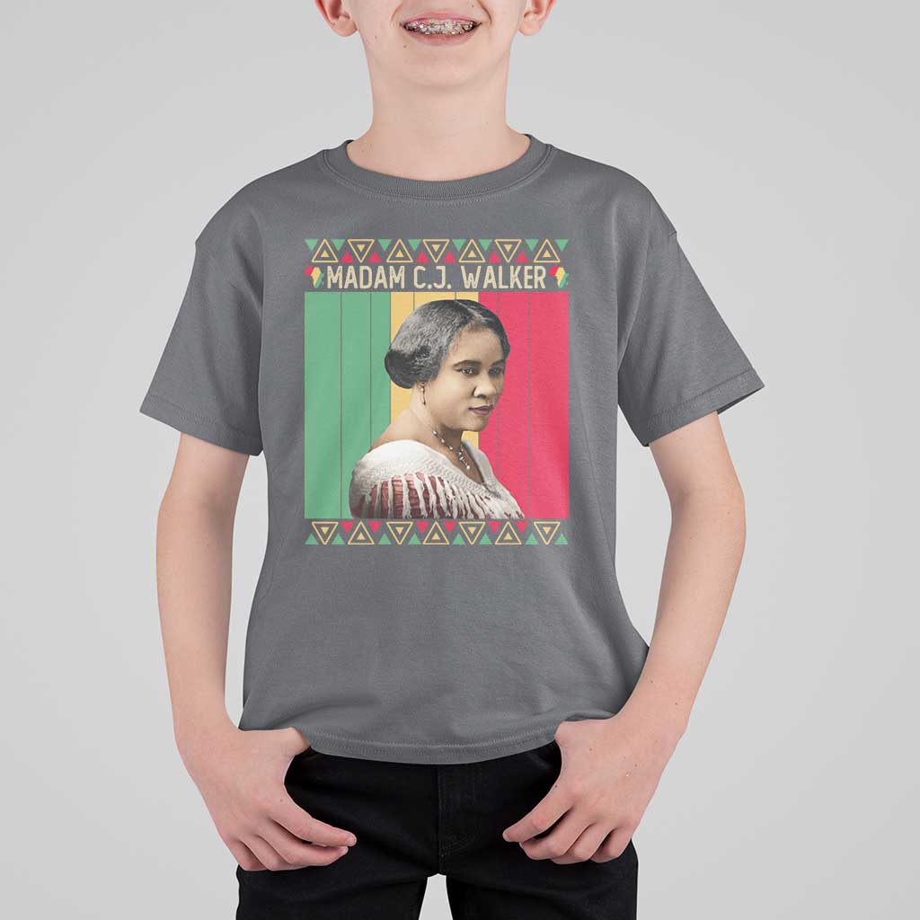 Madam CJ Walker Retro Sunset T Shirt For Kid Strong Black Woman Leader - Wonder Print Shop